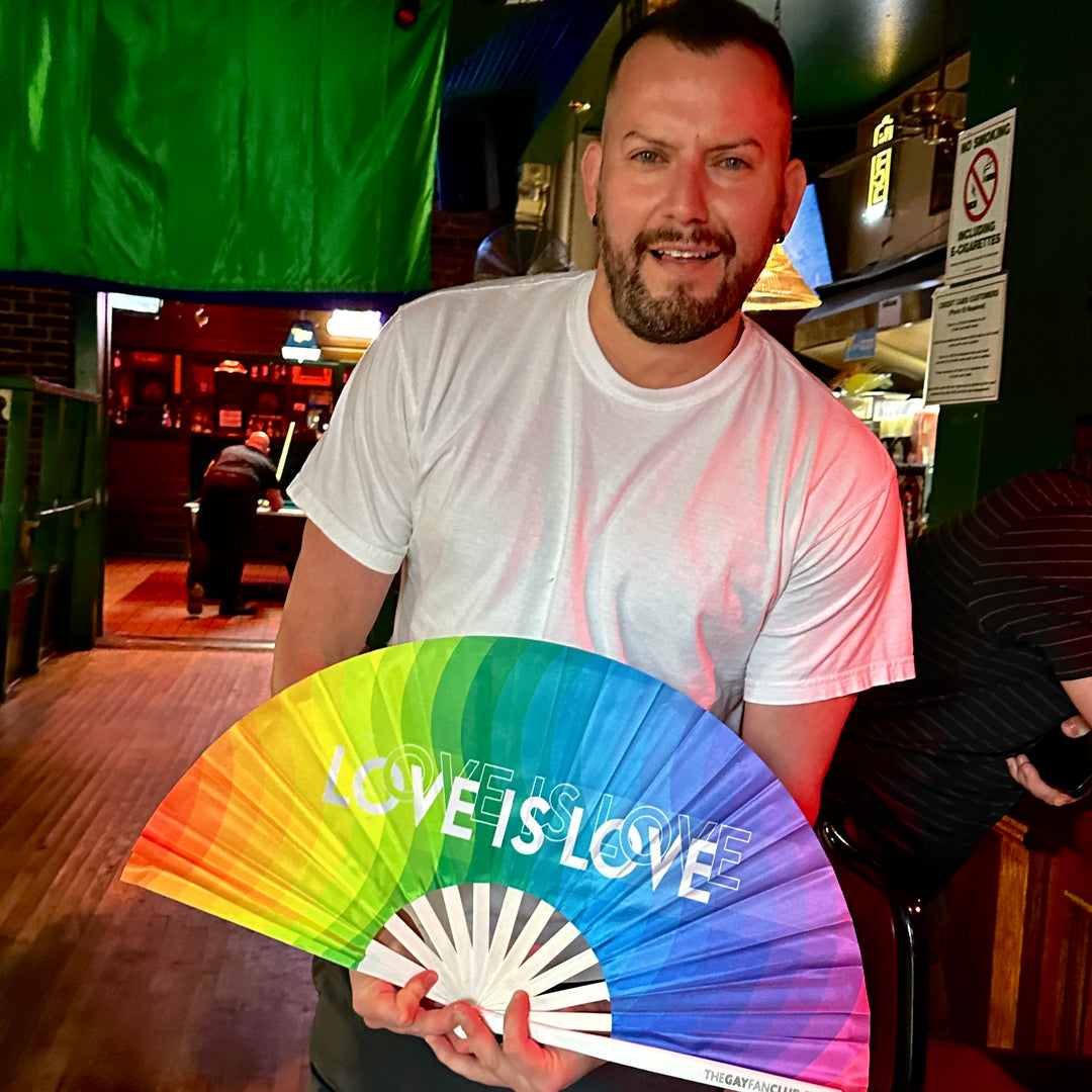 Love Is Love Rainbow Fan | Pride Hand Fan | The Gay Fan Club