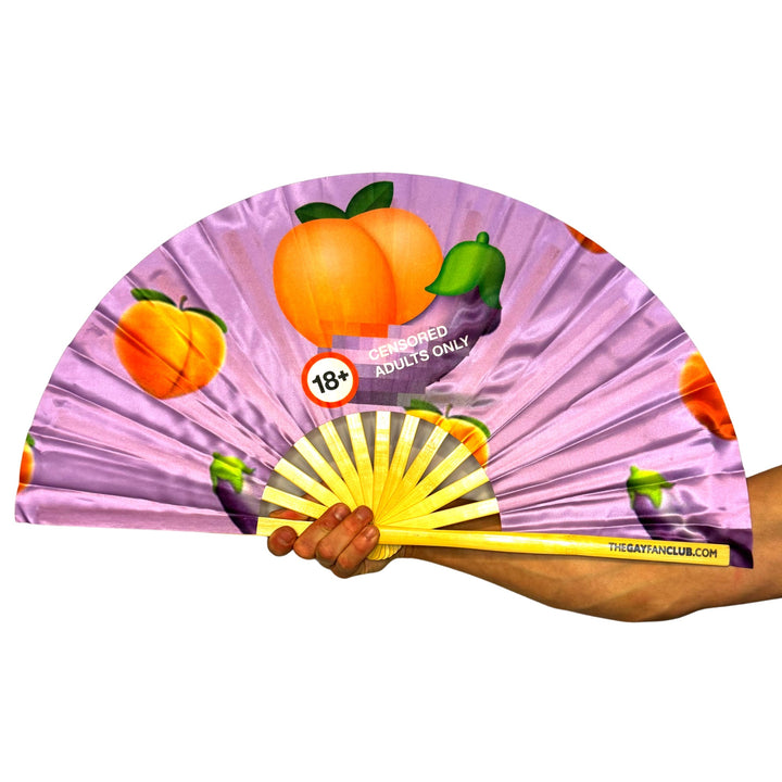 Censored Emoji Fan - Eggplant and Peach emoji funny Clack Fan for Circuit Parties - The Gay Fan Club