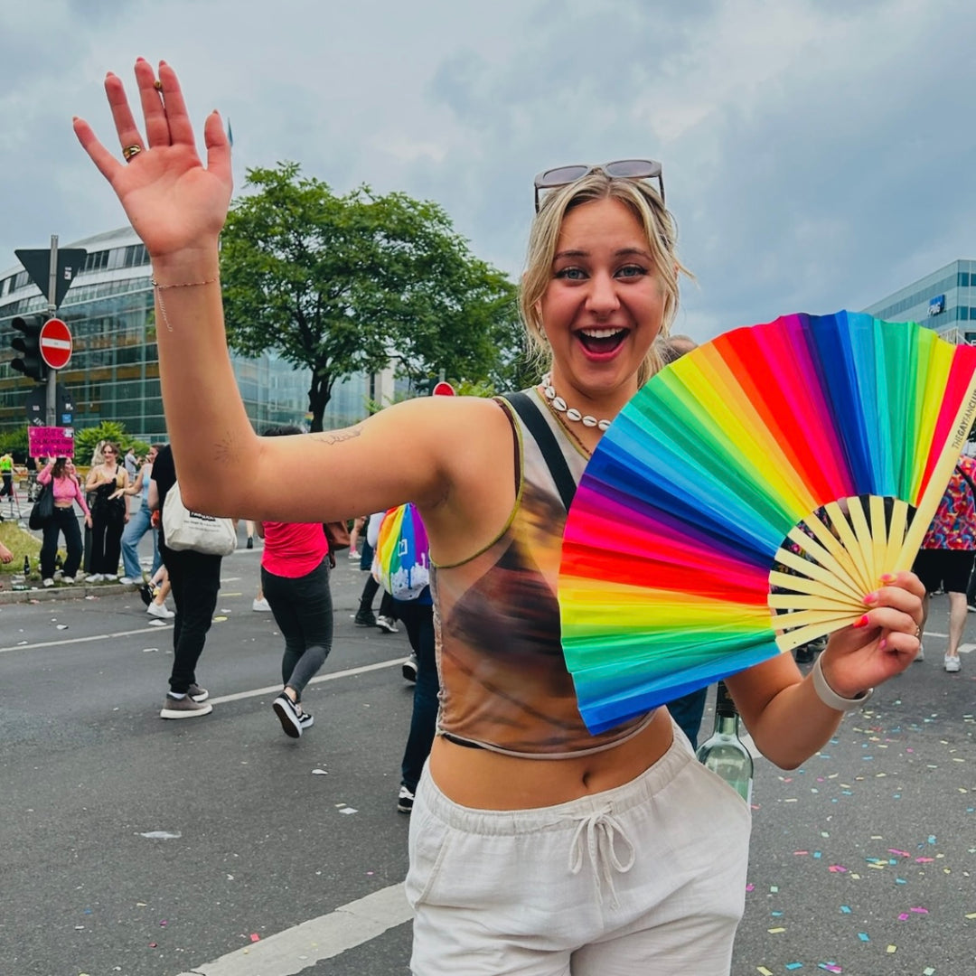 Rainbow Folding Fan - Folding Fan for Pride - Pride Clack Fan - The Gay Fan Club