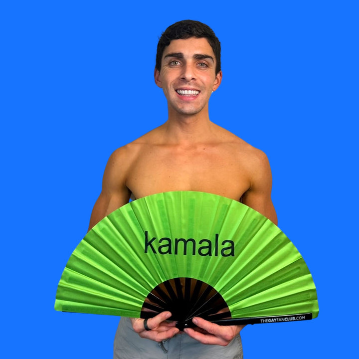 Kamala is Brat Fan - Lime Green Hand Fan - The Gay Fan Club