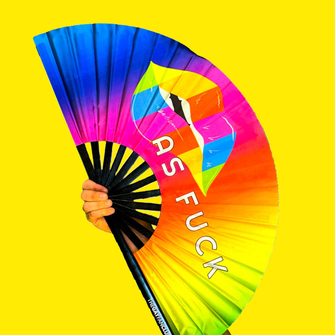 Gay AF Fan (UV) - Rainbow Hand Fan - The Gay Fan Club