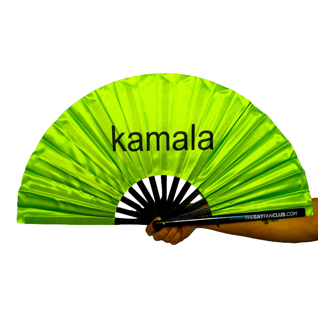 Kamala is Brat Fan - Kamala Harris for President hand fan- Charli xcx green clack fan - The Gay Fan club 