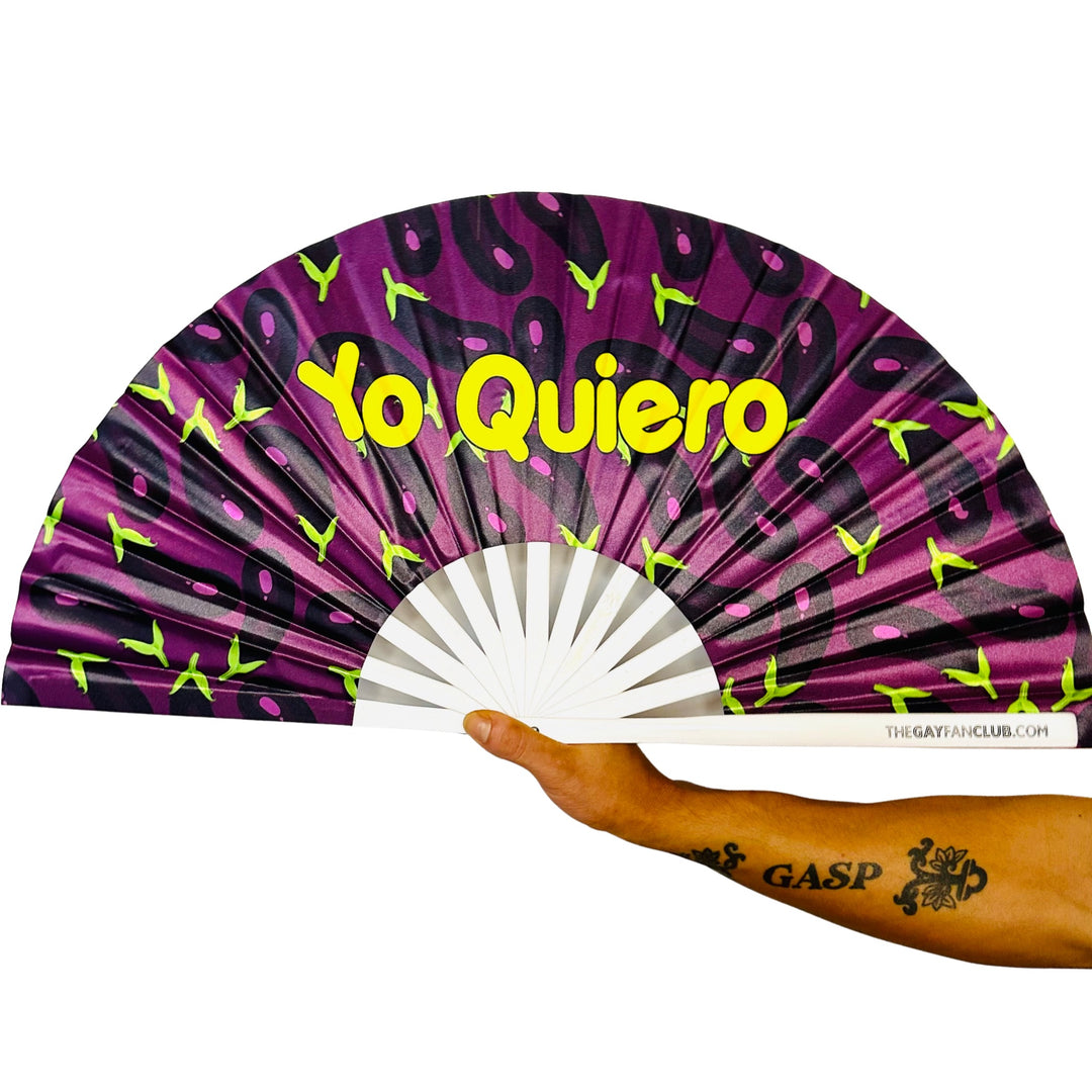 Yo Quiero Fan - Eggplant emoji hand fan for raves- The Gay Fan Club