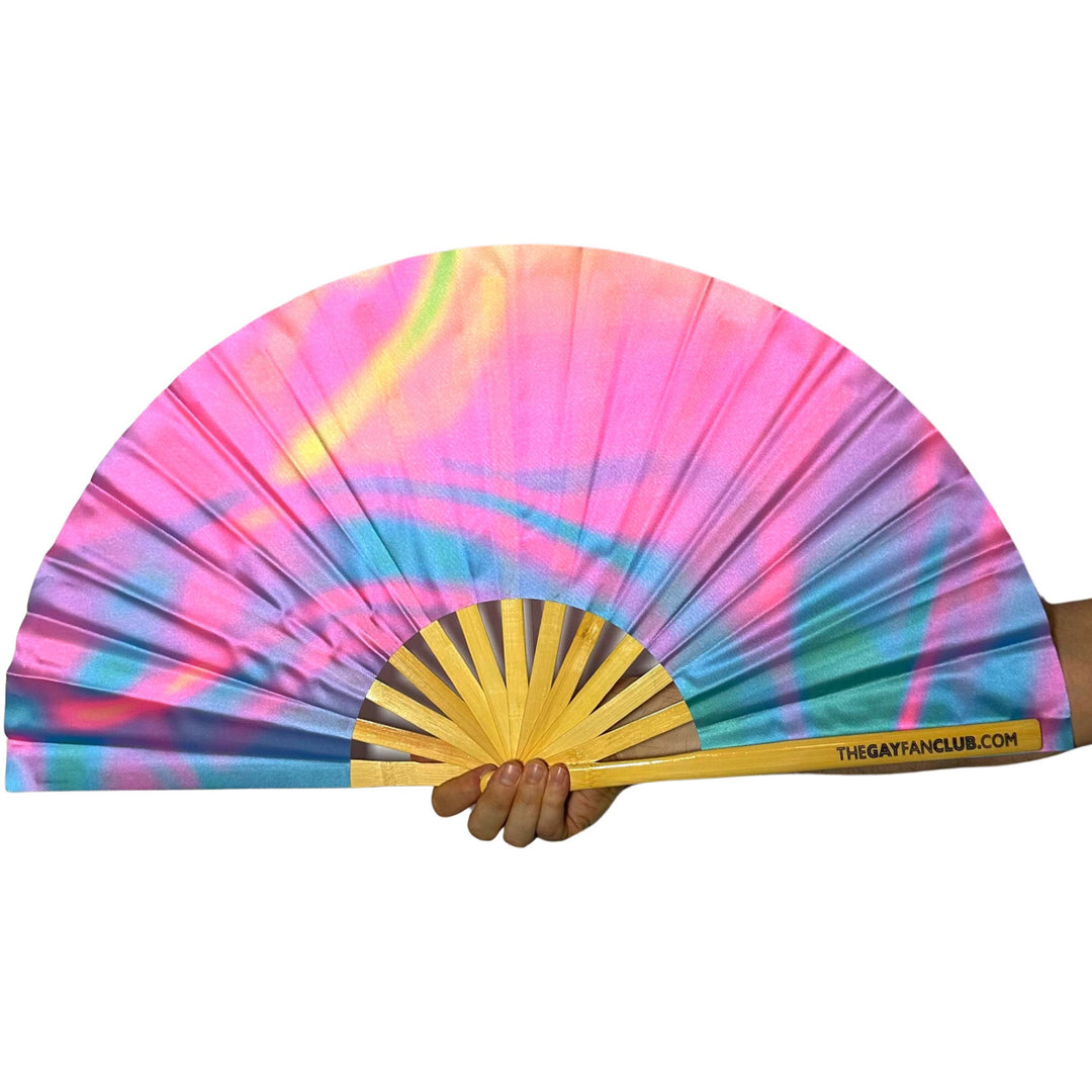 Fluid Fan (UV) - Pink and Blue Rave Hand Fan - The Gay Fan Club® 