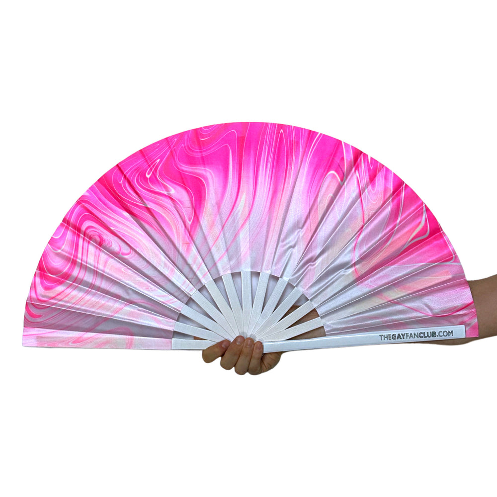 Pink Pussy Fan (UV) - Uv-reactive black light pink hand fan -Barbie-inspired Hand Fan - The Gay Fan Club