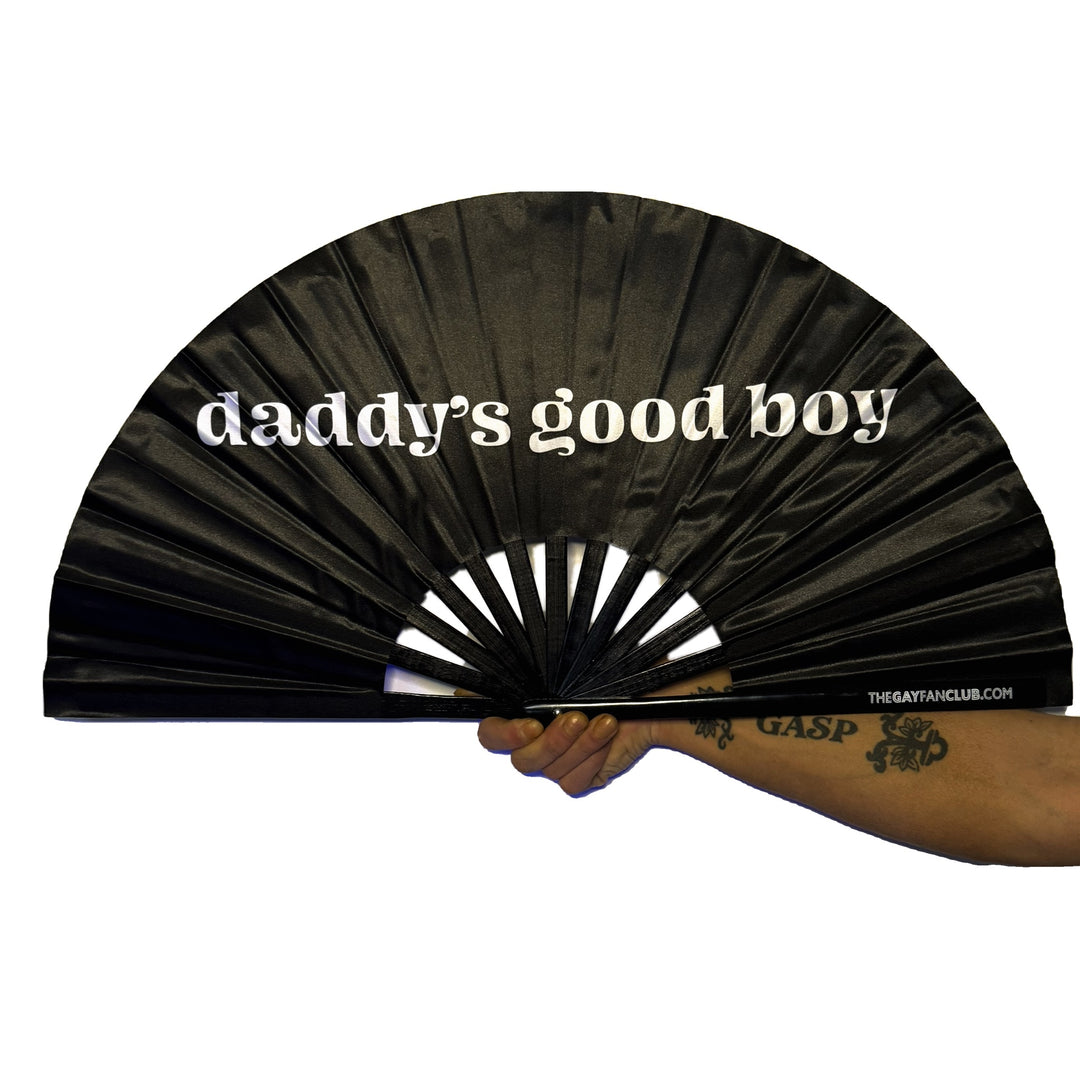 Daddy’s Good Boy - Black hand fan for raves - The Gay Fan Club