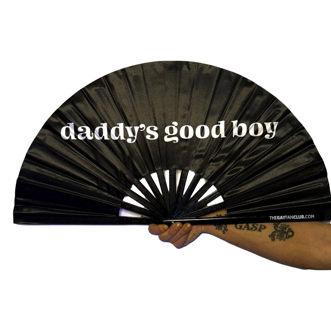 Daddy’s Good Boy - Black hand fan for raves - The Gay Fan Club