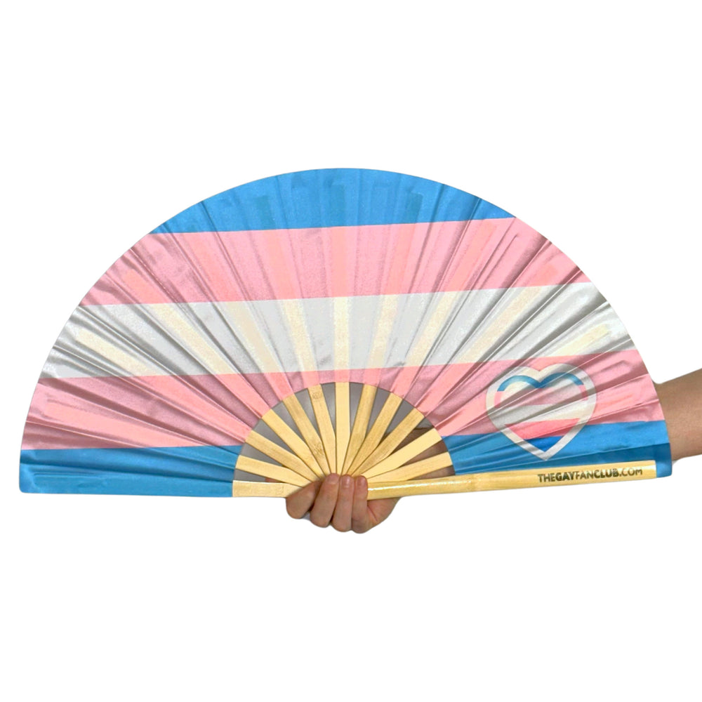 Trans Pride Flag Fan - Rainbow Folding Fan - The Gay Fan Club