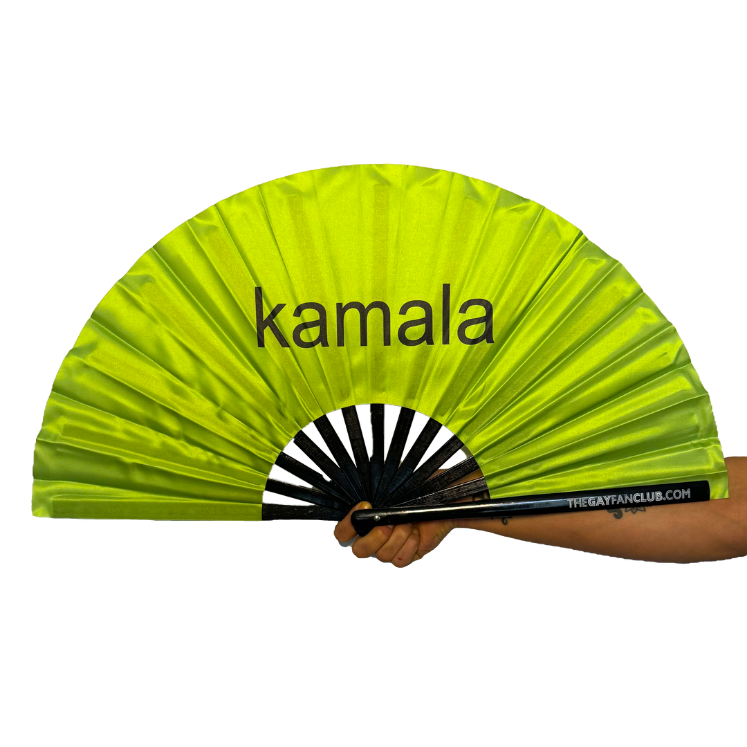 Kamala is Brat Fan - Lime Green Hand Fan - The Gay Fan Club