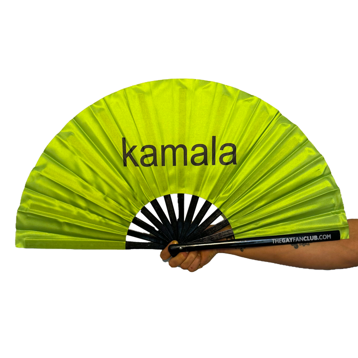 Kamala is Brat Fan - Lime Green Hand Fan - The Gay Fan Club