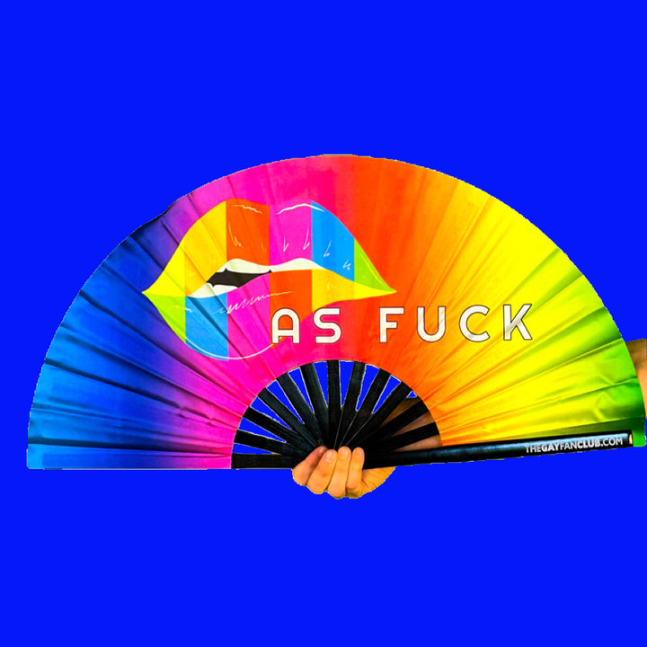 Gay AF Fan (UV) - Rainbow Hand Fan - The Gay Fan Club
