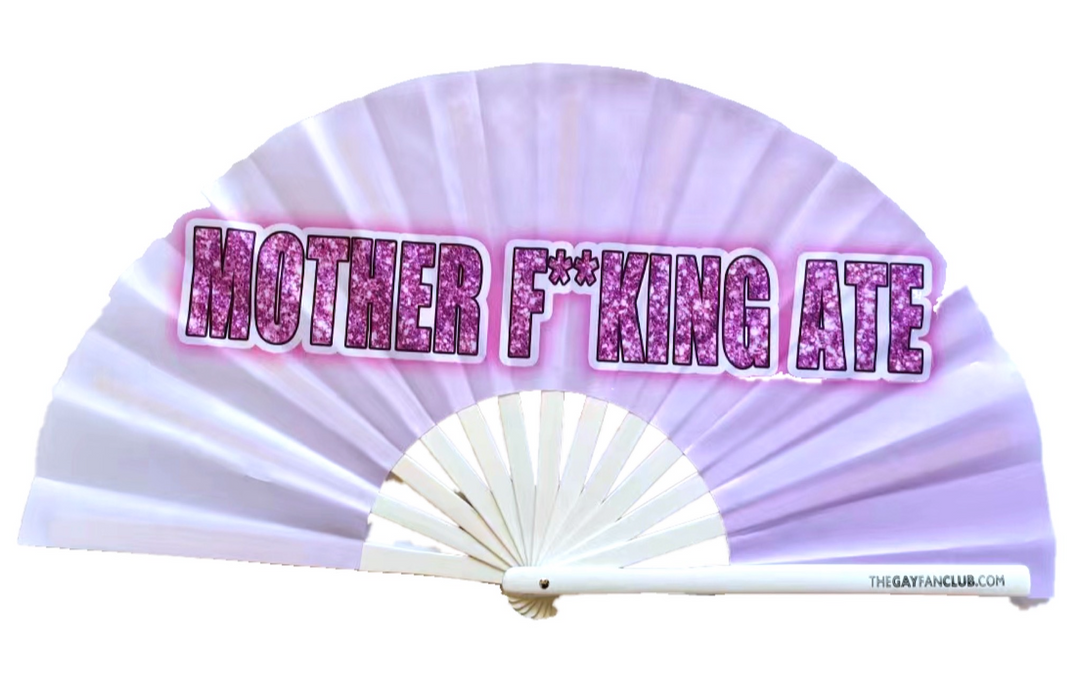 Jane Bell Mother Ate Fan - The Gay Fan Club rave bamboo folding hand fan