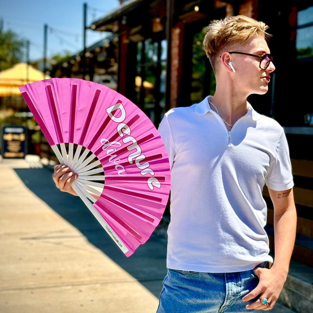 Demure Diva Fan - very demure pink hand fan Jools Lebron TikTok- The Gay Fan Club®