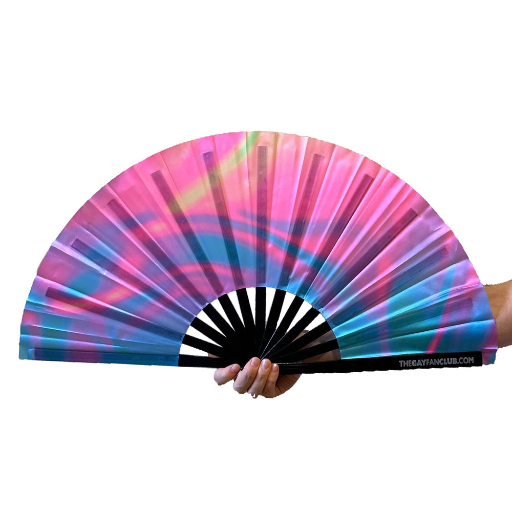 Fluid Fan (UV) - UY reactive black light hand fan - Pink and Blue Rave Hand Fan - The Gay Fan Club® 